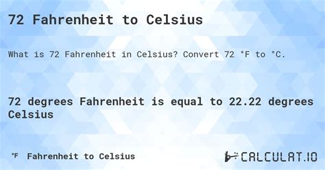 72 Degrees Fahrenheit To Celsius