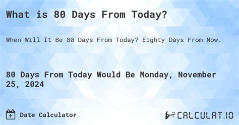 80 Days From Today 80 Days From Today