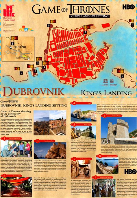A Game Of Thrones Filming Locations Map Of Dubrovnik By Mytraveltoons