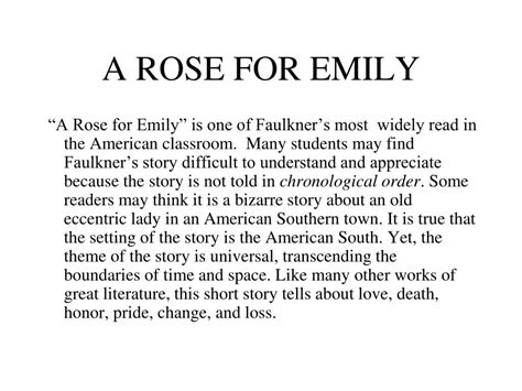A Rose For Emily Summary