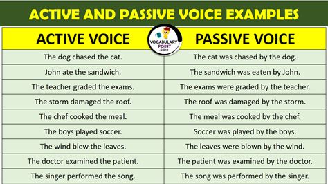 Active Voice Vs Passive Voice Examples Wolflee Active Voice Vs Passive Voice Examples Wolflee