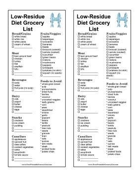 Diet Menu Low Residue Diet Menu Diet Menu Low Residue Diet Menu