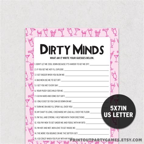 Dirty Minds Bachelorette Riddles Game What Am I Game For Hen Party Or