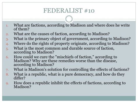 Federalist 10 Main Points