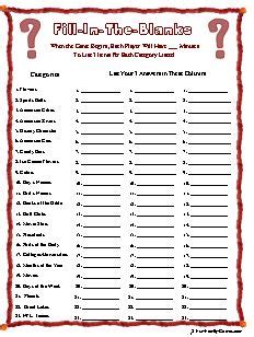 Fill in the Blank Game Fun Fill in the Blank Game Fun