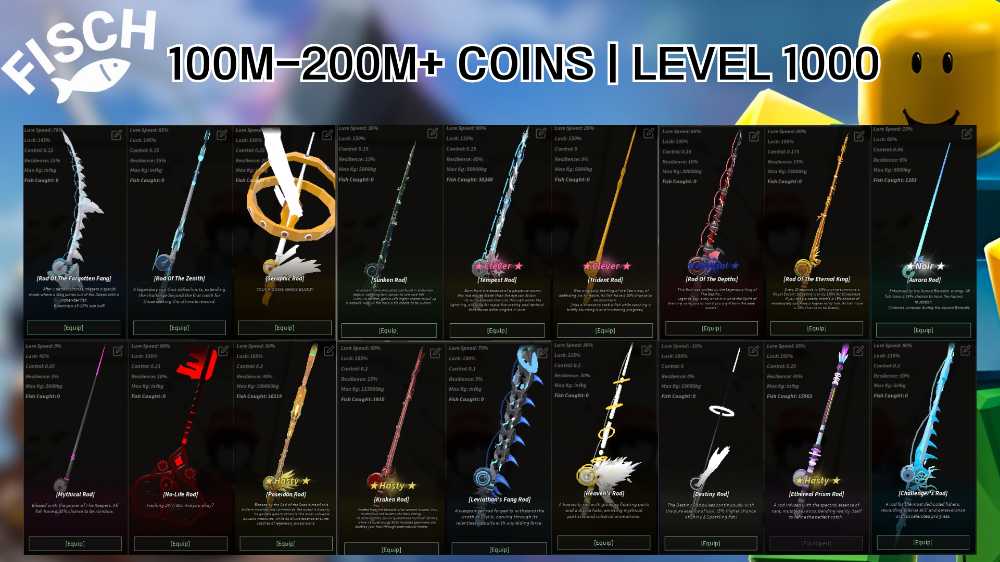 Fisch Account Level 1000 Max 100M 200M C Fast Delivery 20
