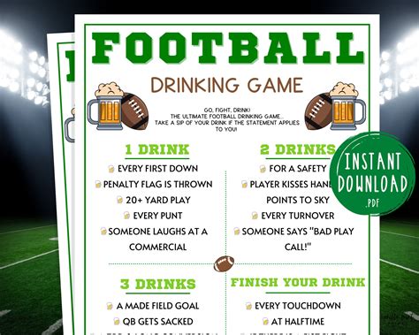 Football Drink If Game Super Bowl Drinking Game Fun Printable Game Football Drink If Game Super Bowl Drinking Game Fun Printable Game