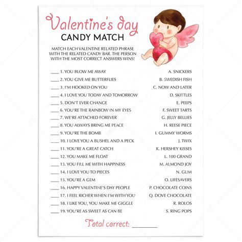 Fun Valentine S Day Game Candy Match Printable Virtual Files Fun Valentine S Day Game Candy Match Printable Virtual Files