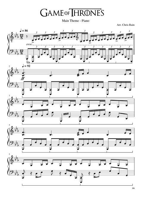 Game Of Thrones Main Theme Advanced Piano Sheet Music Esheetmusics Com Game Of Thrones Main Theme Advanced Piano Sheet Music Esheetmusics Com