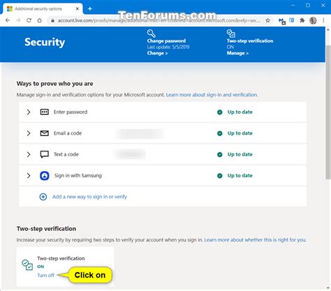 Turn Off Two Step Verification