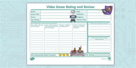 Ks2 Video Game Rating And Review Worksheet Teacher Made