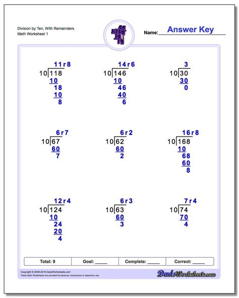 Long Division Worksheets Division By Factors Of Ten Long Division Worksheets Division By Factors Of Ten