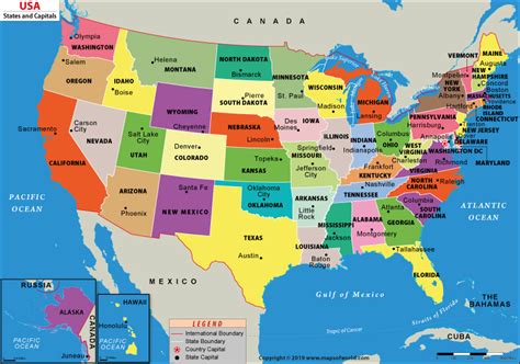 Map Of The United States And The Capitals