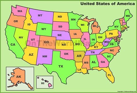 Map Of Usa States Abbreviated