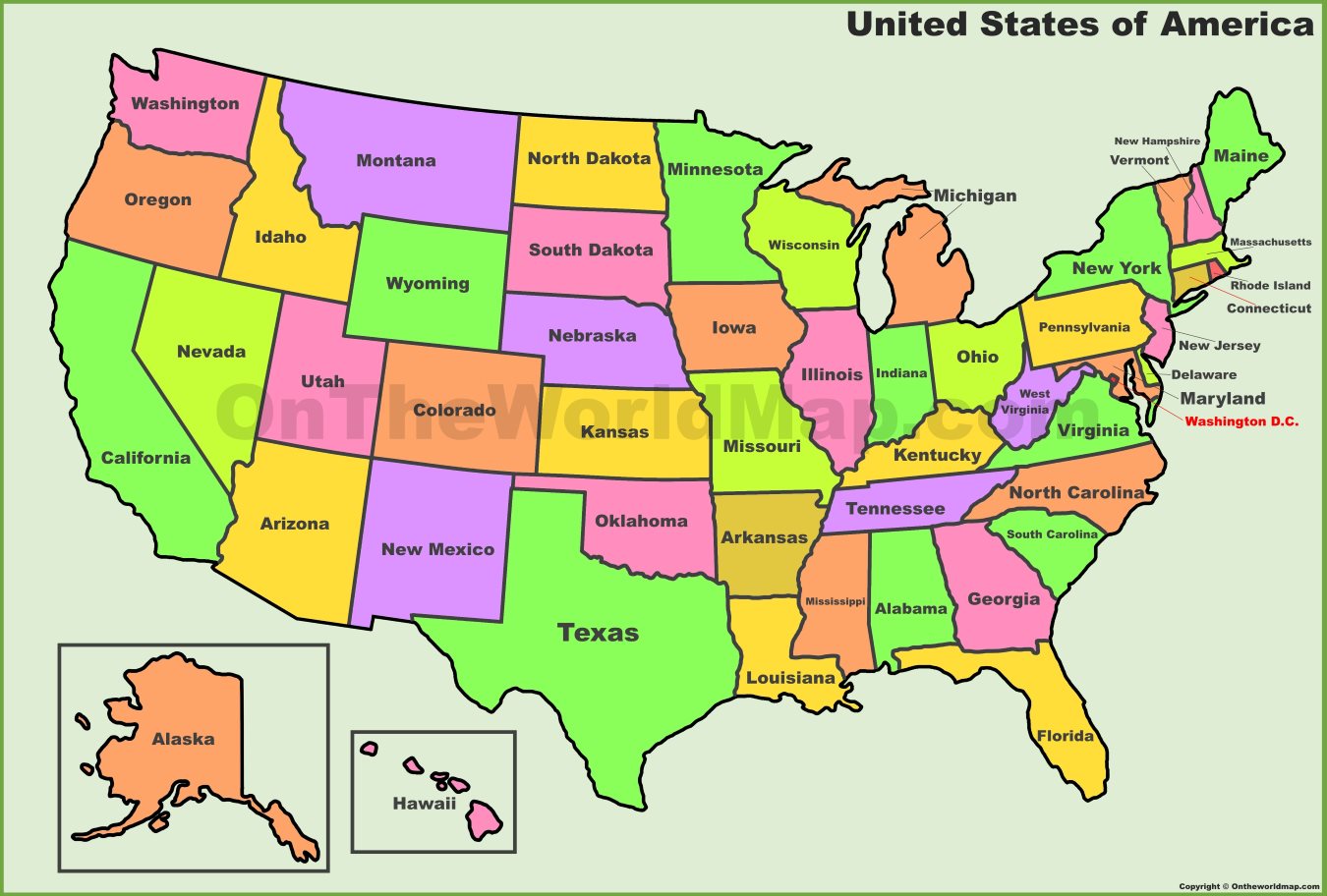 Map Of Usa With The States