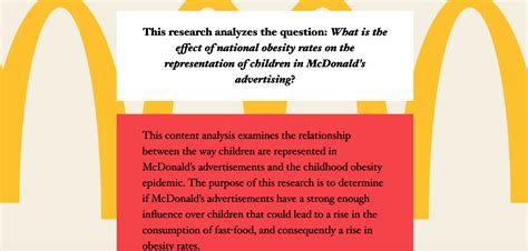 Mcdonald S Amp Childhood Obesity Sociology Capstone Projects Mcdonald S Amp Childhood Obesity Sociology Capstone Projects
