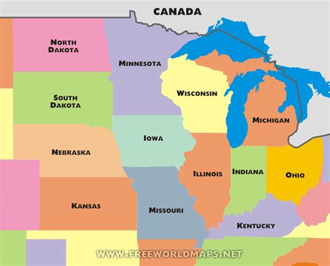Midwest States Map Midwest States Map