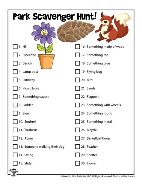 Park Scavenger Hunt Free Printable Park Scavenger Hunt Free Printable