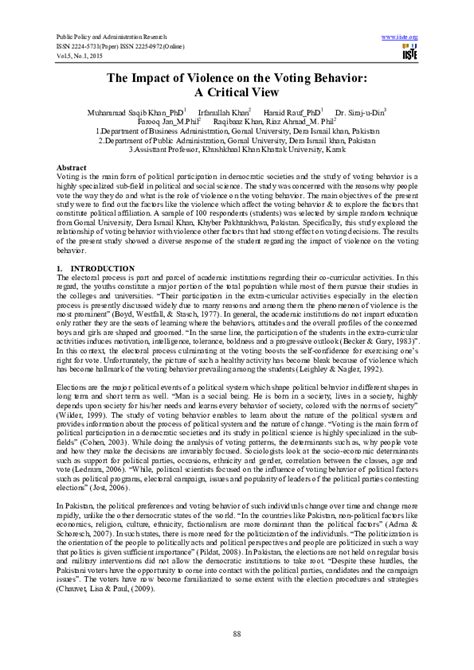 Pdf The Impact Of Violence On The Voting Behavior A Critical View Pdf The Impact Of Violence On The Voting Behavior A Critical View