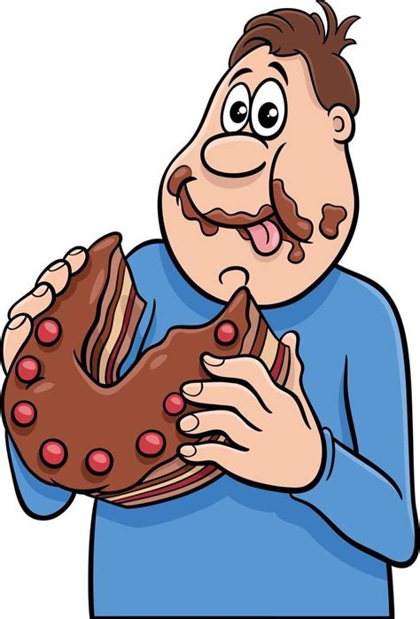 Personagem De Desenho Animado Se Empanturrando De Um Delicioso Bolo Personagem De Desenho Animado Se Empanturrando De Um Delicioso Bolo
