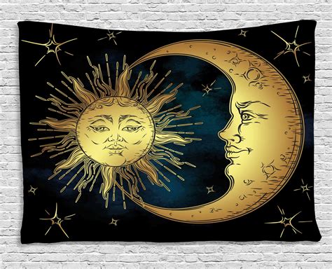 Psychedelic Tapestry Sacred Moon Sun Antique Style Lunar Myth Astrology Psychedelic Tapestry Sacred Moon Sun Antique Style Lunar Myth Astrology