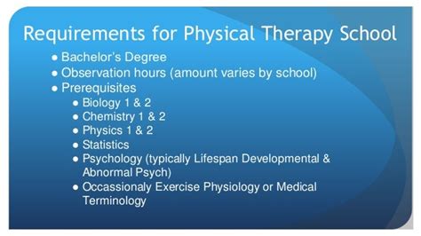 Pt Schools Prerequisites