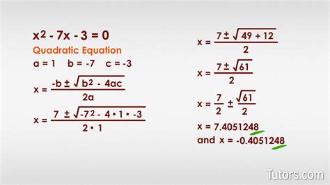 Quadratic Formula Examples