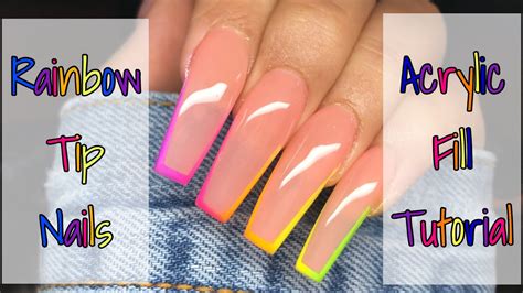 Rainbow Tip Nails Acrylic Fill Tutorial Madam Glam Easkep Nail