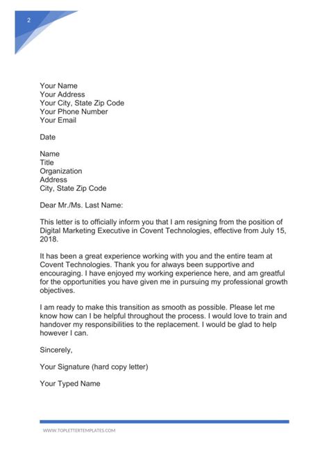 Resignation Letter Format Word