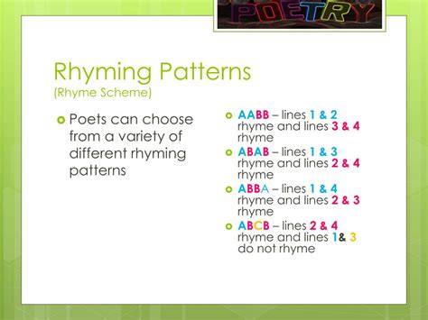 Rhyming Pattern Of A Poem