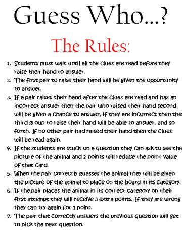 5 Rules Guess Who