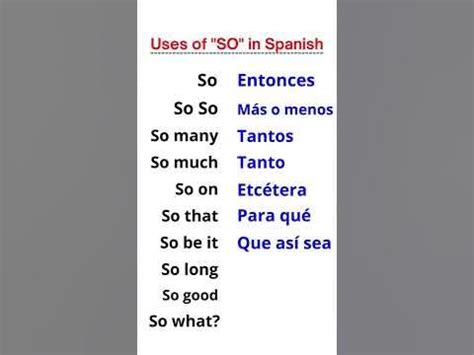 So So In Spanish