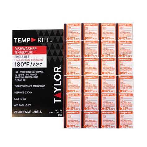 Taylor 8750 Temperature Sensor Dishwasher Labels Stick On 180 F Taylor 8750 Temperature Sensor Dishwasher Labels Stick On 180 F