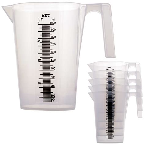 Tcp Global 1 Liter 1000Ml Plastic Graduated Measuring And Mixing Pitcher Pack Of 6 Holds Over 1 Quart 32Oz Pouring Cups Measure Mix Tcp Global 1 Liter 1000Ml Plastic Graduated Measuring And Mixing Pitcher Pack Of 6 Holds Over 1 Quart 32Oz Pouring Cups Measure Mix