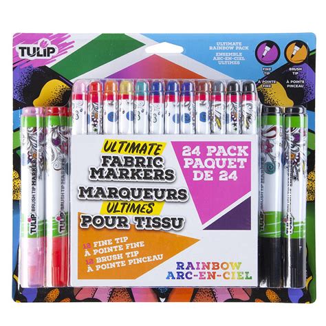 Tulip Ultimate Fabric Brush Fine Tip Markers 24 Pkg Rainbow
