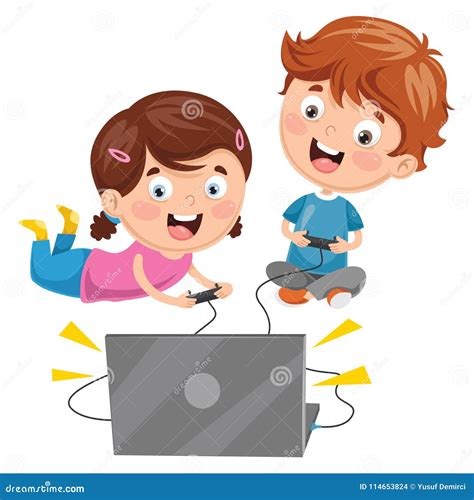 Vector Illustration Of Kids Playing Video Game Stock Vector Vector Illustration Of Kids Playing Video Game Stock Vector